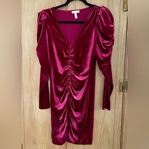 Hot pink velour dress
